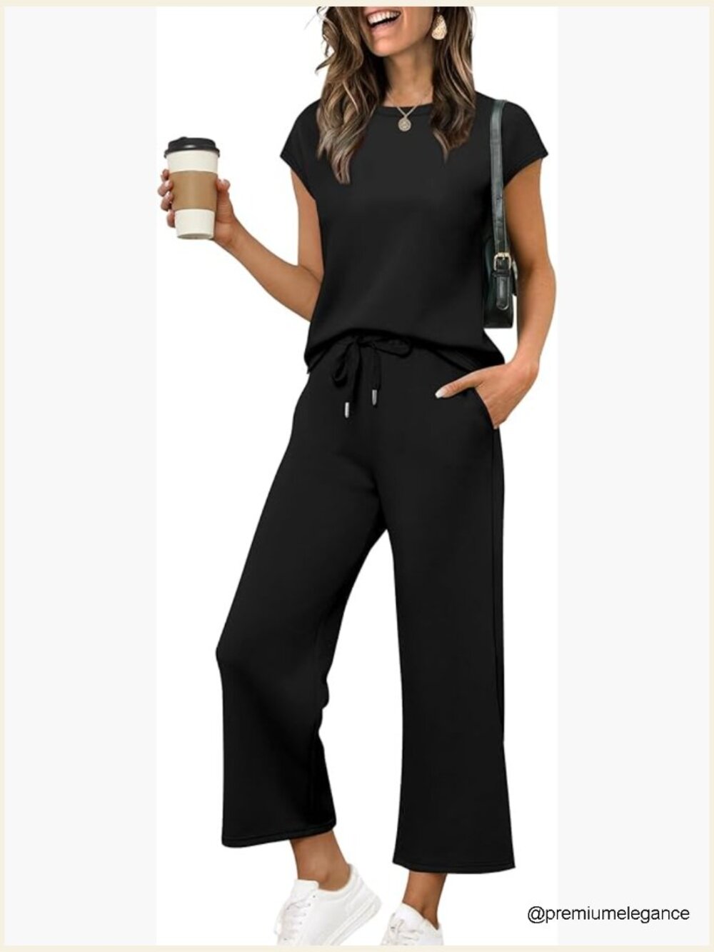 Two Piece Sets for Women, Cap Sleeve Tops Wide Leg Pants Lounge Matching Sets